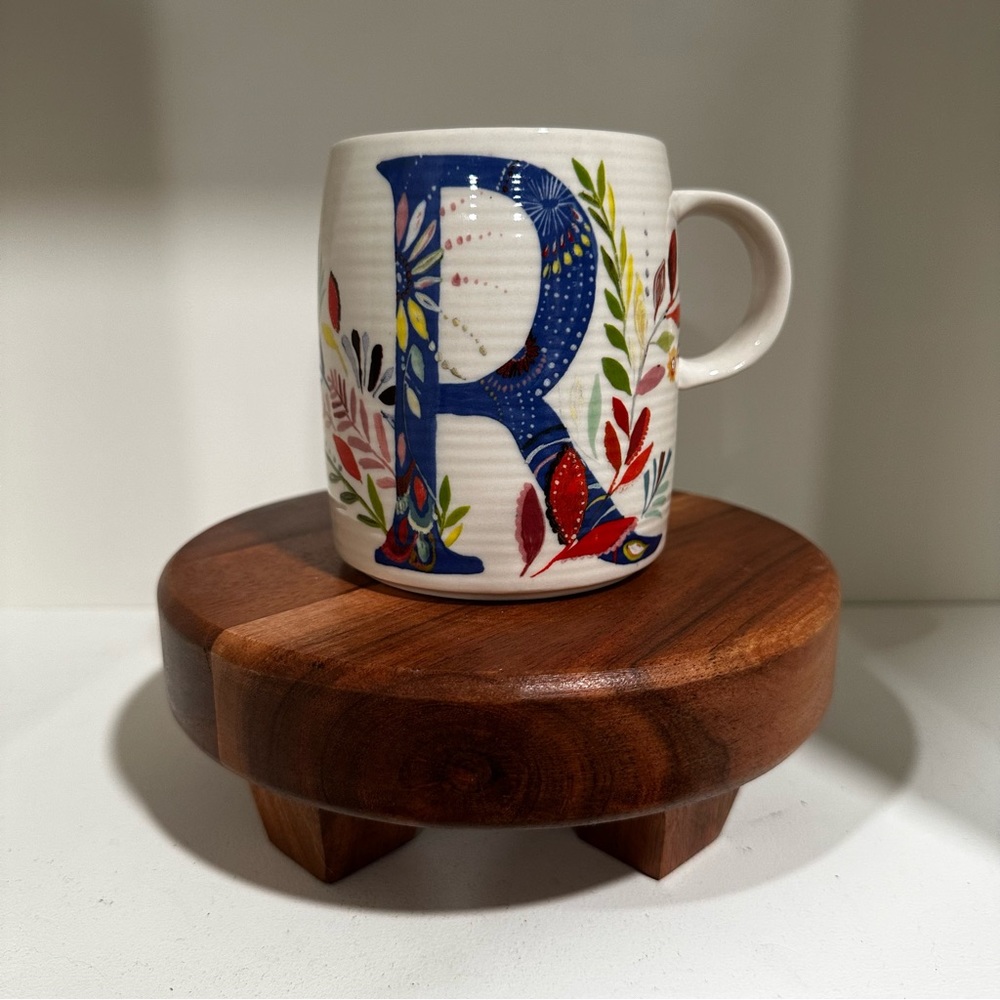 Anthropologie Starla Halfmann Monogram Letter R Coffee Tea Mug